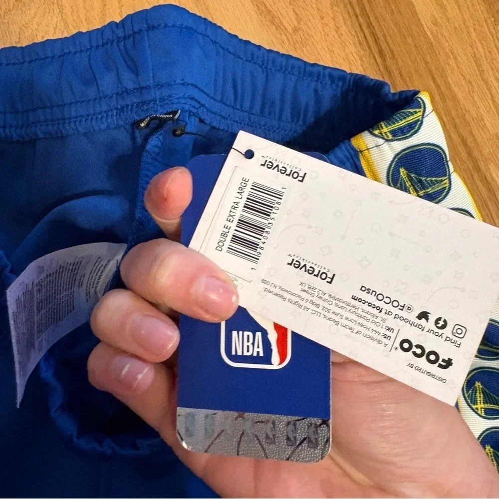 Golden State Warriors Blue Track Pants NEW Large XL NBA Basketball Blue Yellow